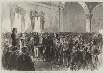 Lesen des Sultan-Firmans, der dem Vizekönig von Ägypten den Rang eines Wesirs verleiht